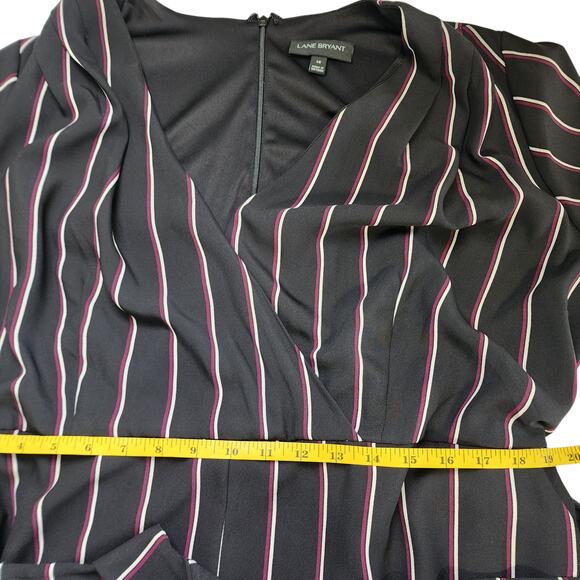 Lane Bryant Womens Striped Faux Wrap Jumpsuit Plus Size 16 Black Tie Waist Flowy - Picture 9 of 13